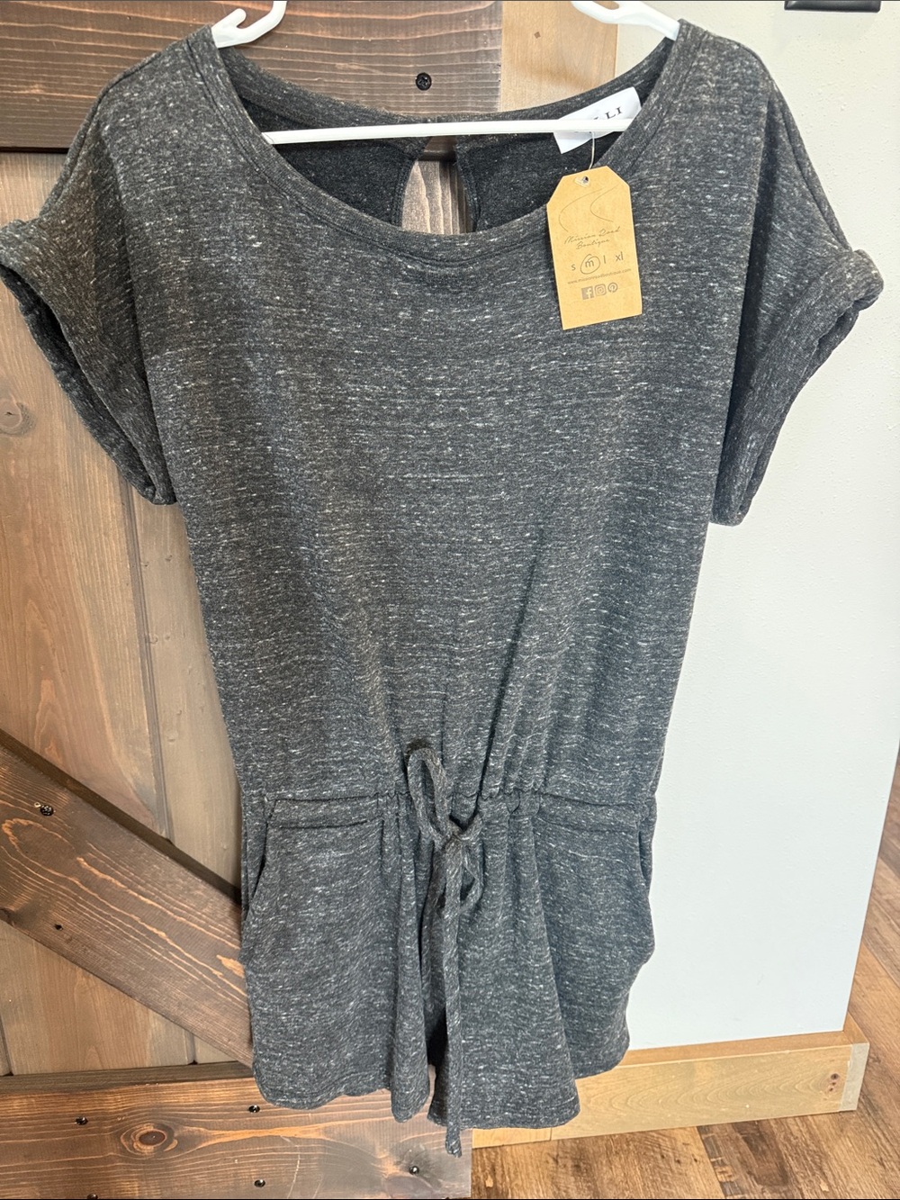 NWT Heather Dark Charcoal Knit Romper with Drawstring size M